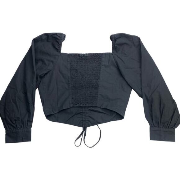 NWT LEVI'S Devin Cotton Slim Black Blouse Womens Size Small - Picture 8 of 9